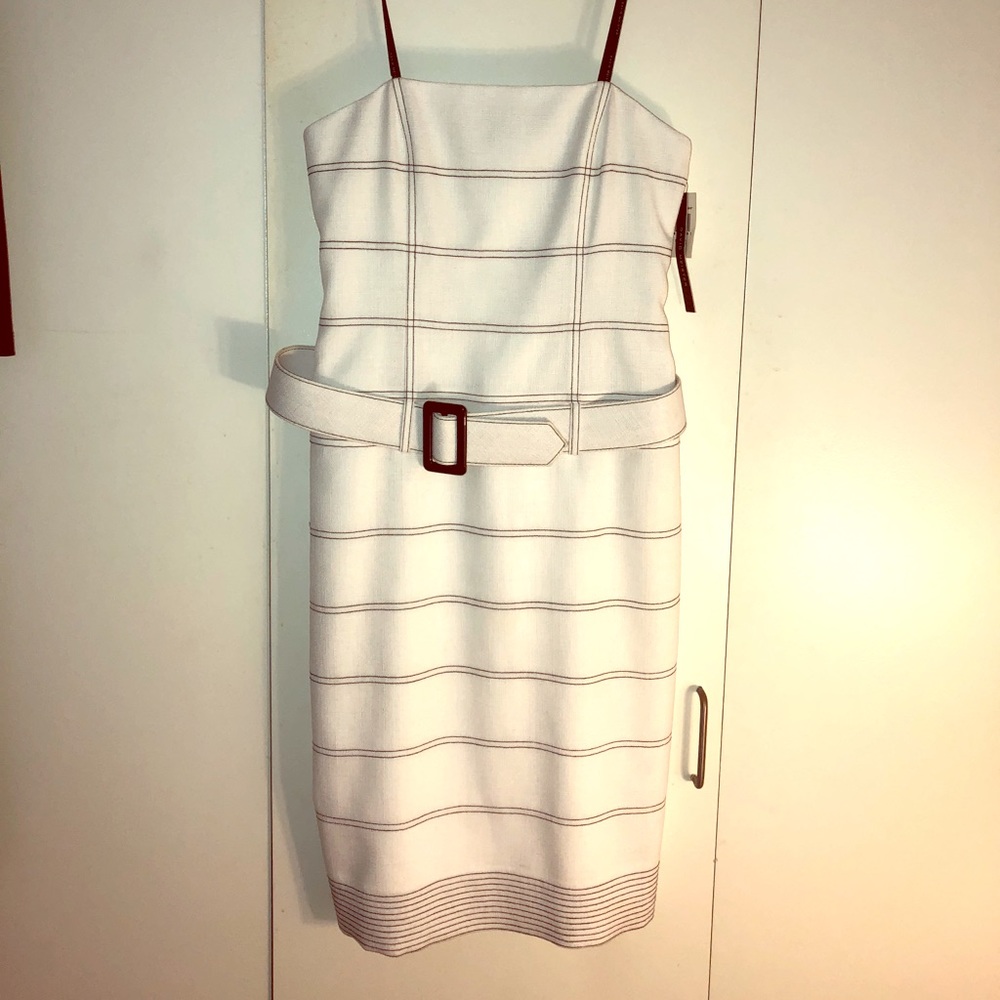 DAVID MEISTER White Strapless Dress w/Belt Size 6