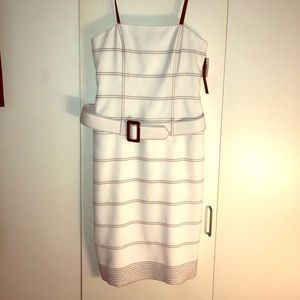DAVID MEISTER White Strapless Dress w/Belt Size 6
