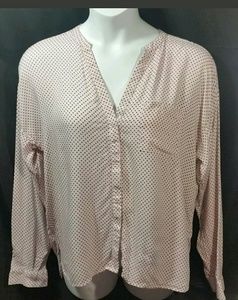 Old Navy Button Down Shirt Top High Low Pink Black