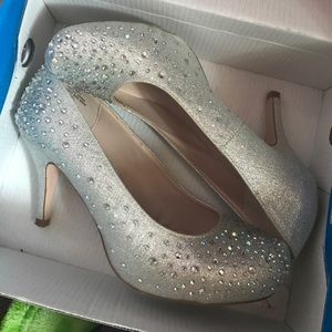 Silver sparkly heels