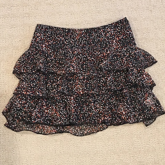 Floral black chiffon layered skirt for fall XS - Picture 1 of 5
