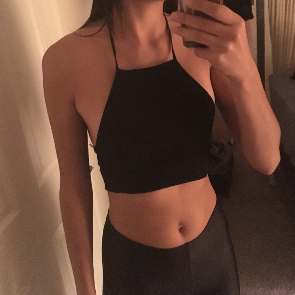 Sunday Best Back Tie Halter Crop