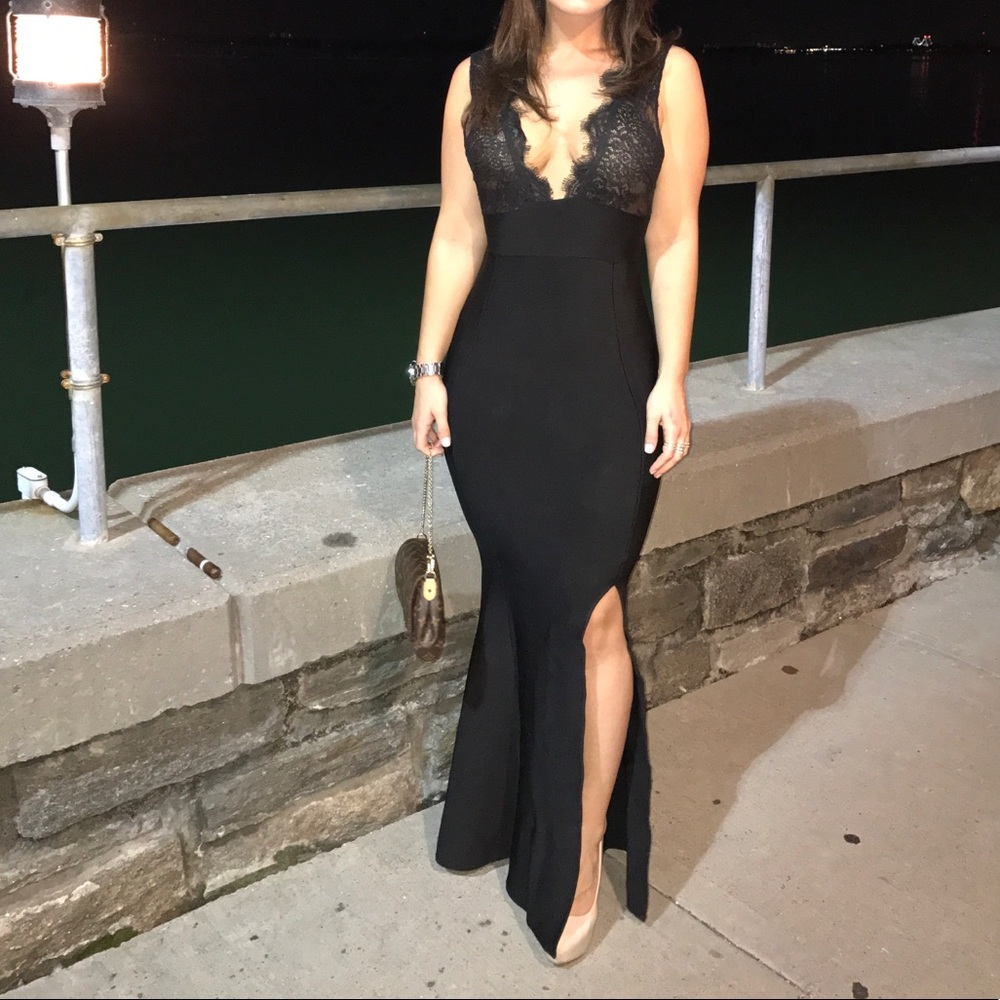 House of CB Balere Black Bandage & Lace Maxi Dress