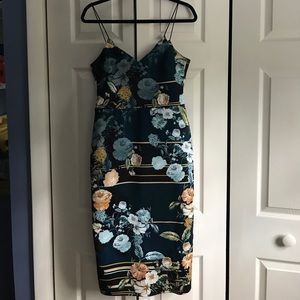 Blue floral midi dress