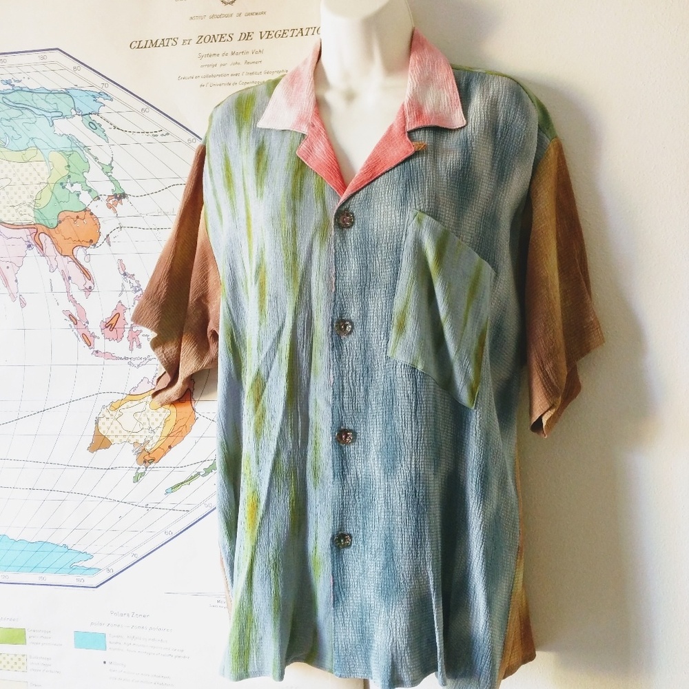 Saks Fifth Avenue vintage camp shirt artisan M