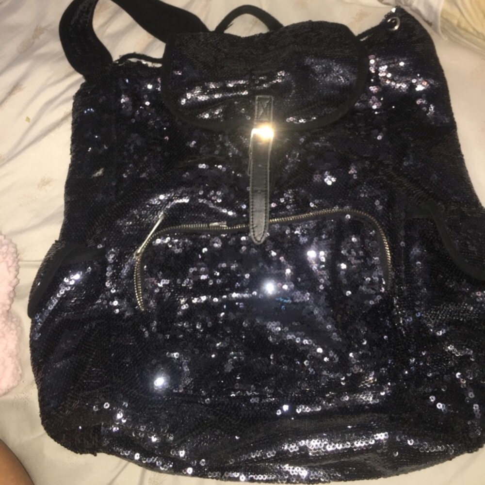 Black sparkly Victoria’s Secret backpack