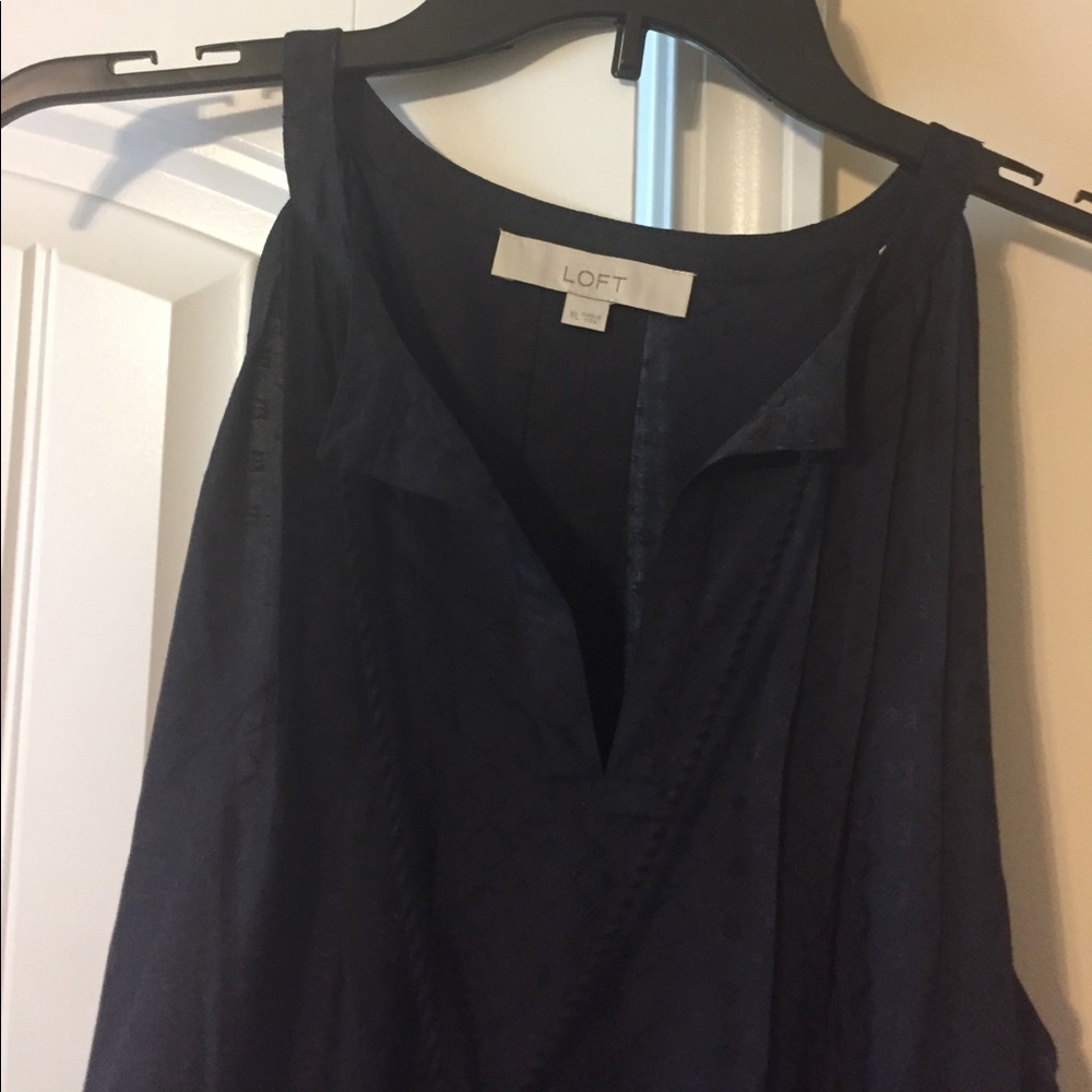 NWOT Loft navy blue sleeveless top with cutouts