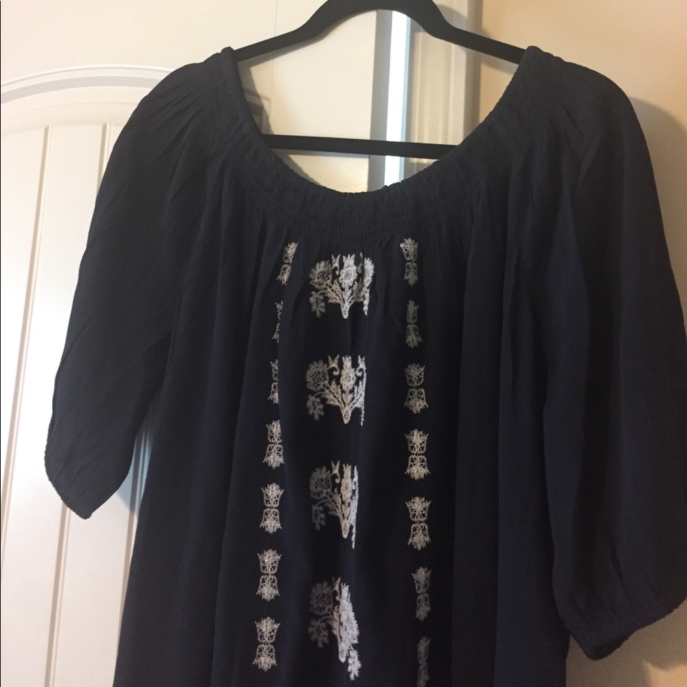 NWOT LOFT outlet navy blue peasant dress