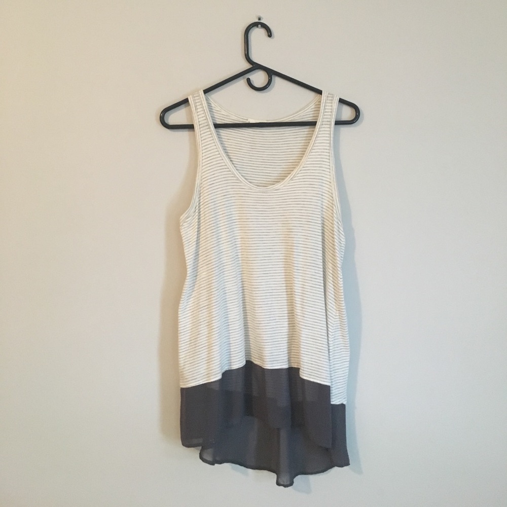 Lush striped tank with sheer detail