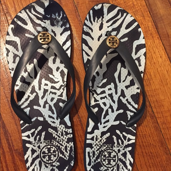 Tory Burch Shoes - Tory Burch Navy Blue Flip Flops