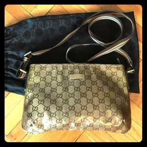 Authentic Gucci metallic coated cross body bag
