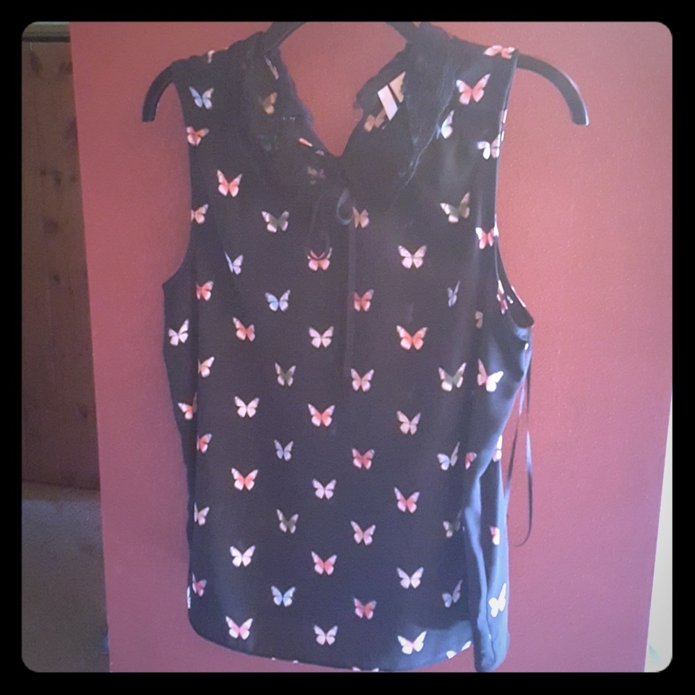 Lace Peter Pan Collar Butterfly Blouse
