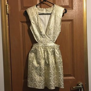 Mustard seed gold/white foil dress