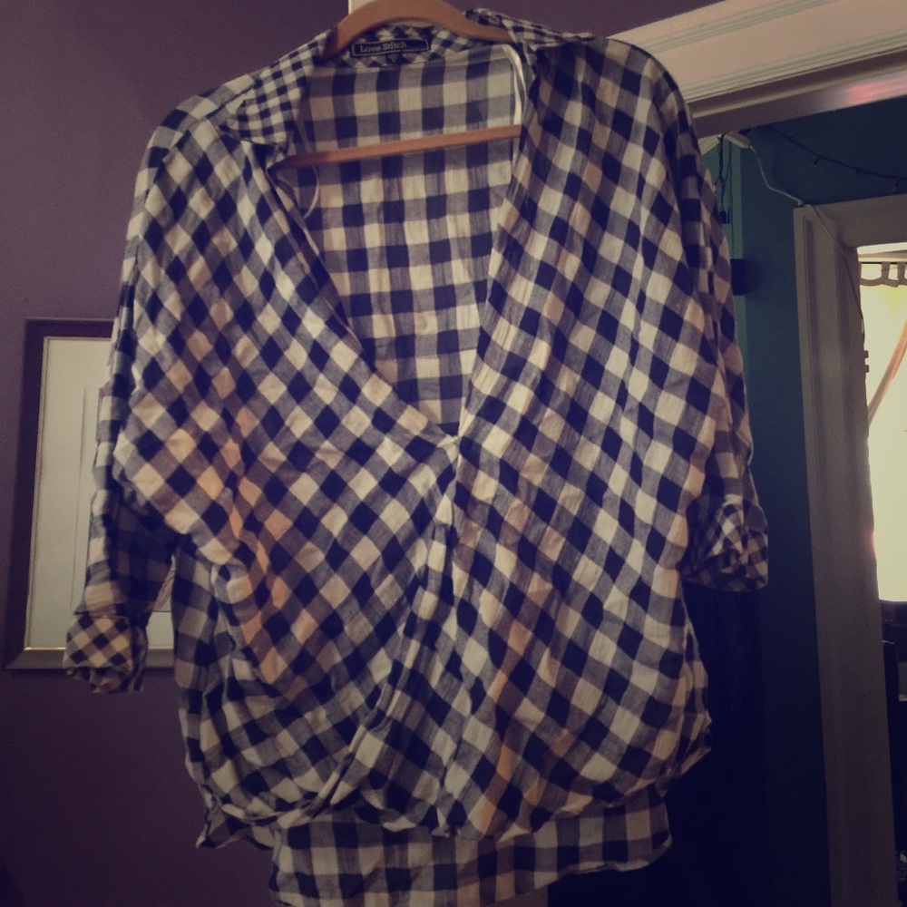 Blue and White Plaid blouse from Love Stitch!