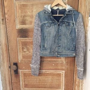 Free people denim sweatshirt jacket