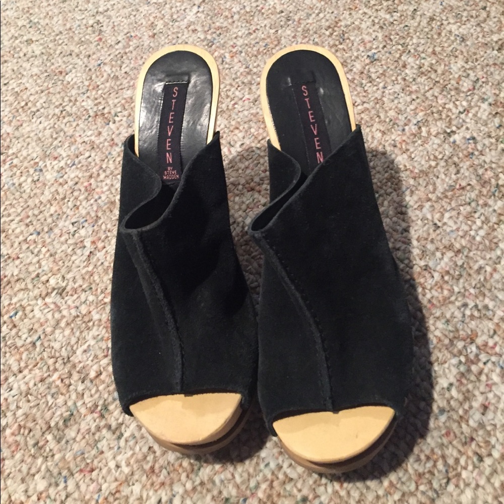 Steven by Steve Madden Black Suede Heels