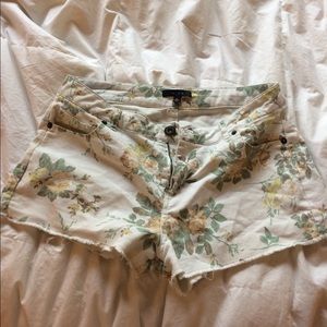 Floral denim shorts
