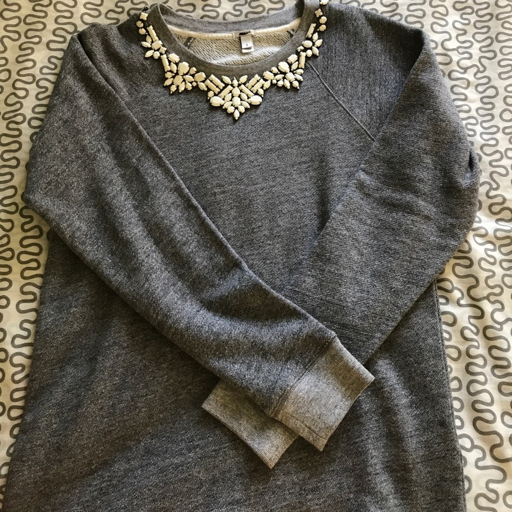JCrew detailed gray sweater