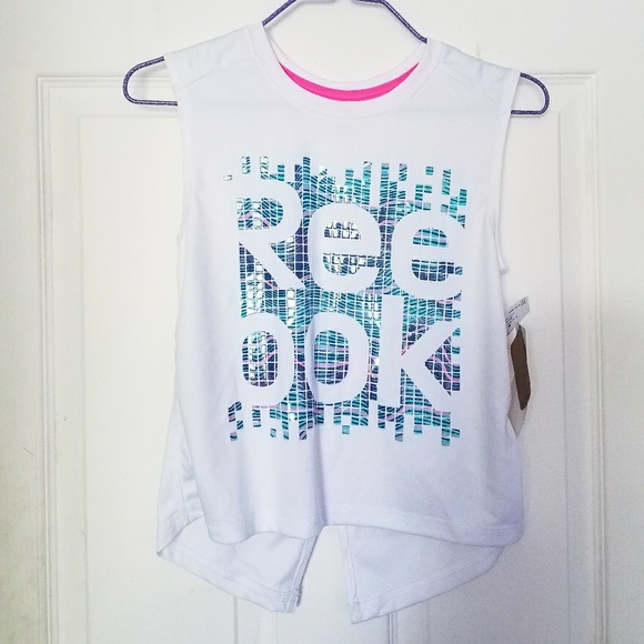 Reebok Tops - NEW Athletic Reebok white w/ blue & pink accents ♡