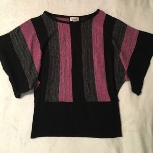 Pink black and gray banded bottom, Dolman style