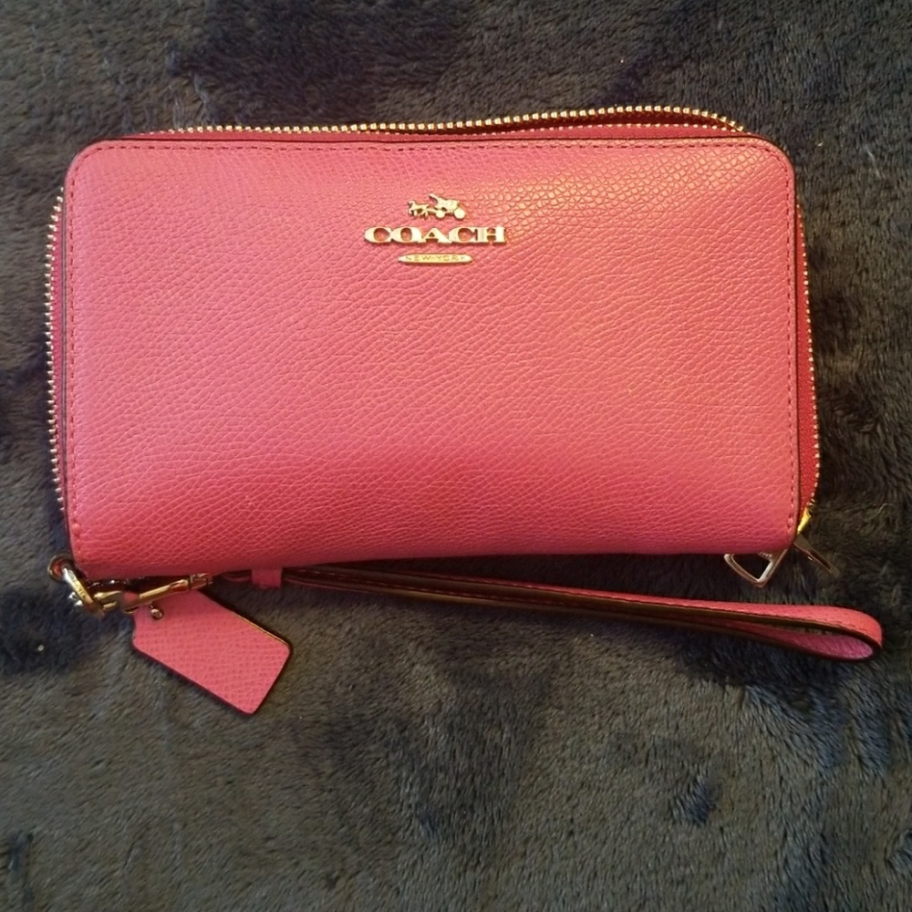 Pink coach wristlet