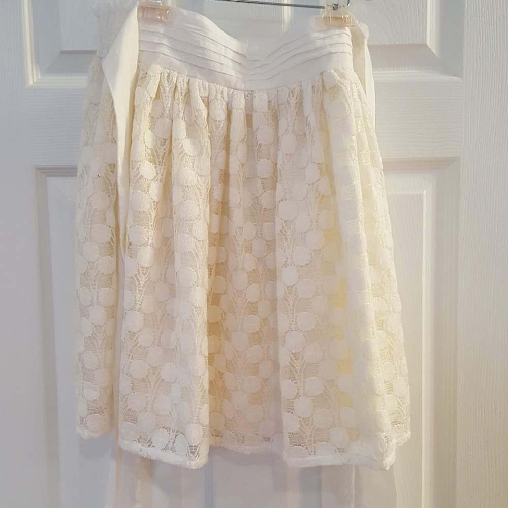 Cream polka dot lace skirt