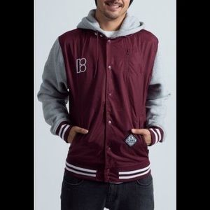 Plan B mens Large burgundy Varsity Jacket