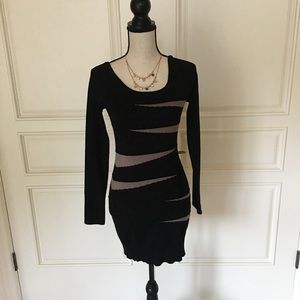 Black and Tan Body Con Dress