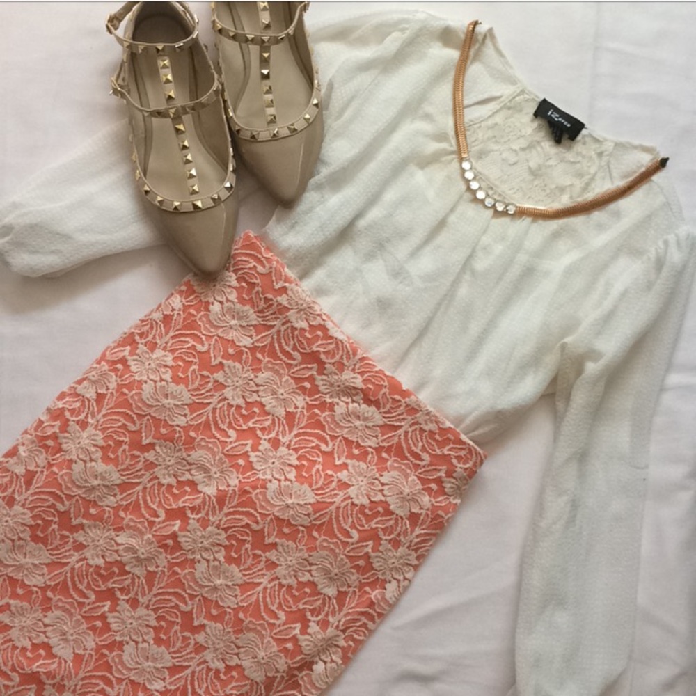 BOGO Sale Coral Lace Skirt