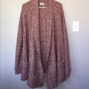 Oversized Slouchy Red & Cream Cardigan