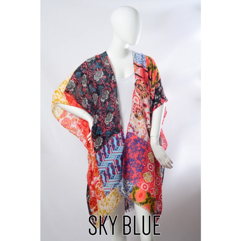 NEW Boho Gypsy Fox Floral Hippie Print Kimono
