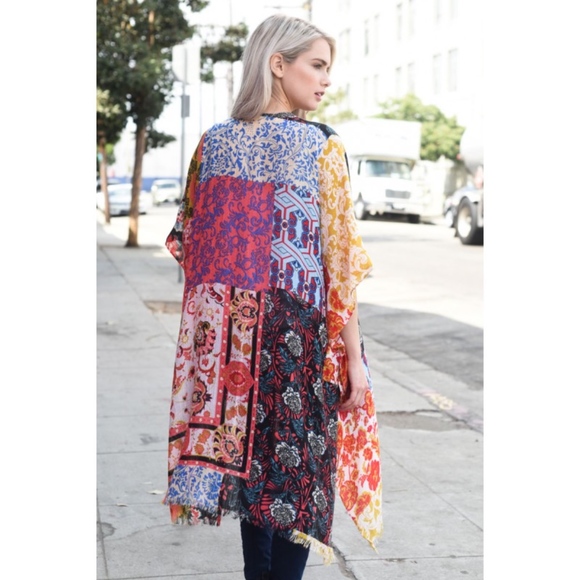 NEW Boho Gypsy Fox Floral Hippie Print Kimono - Picture 4 of 5