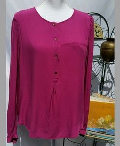 MNG By Mango  Top Fuschia Shirt Half Button Size L