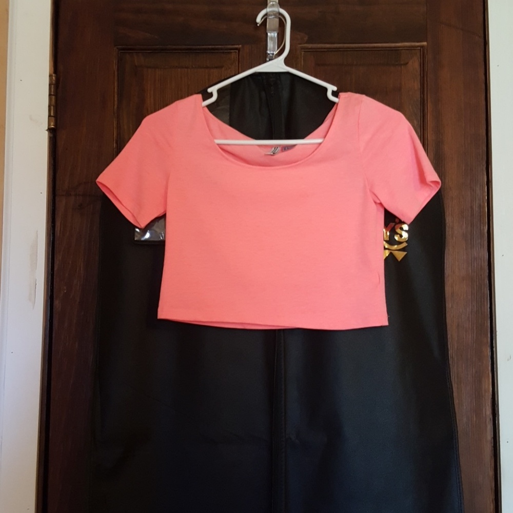 NWOT Neon pink crop top