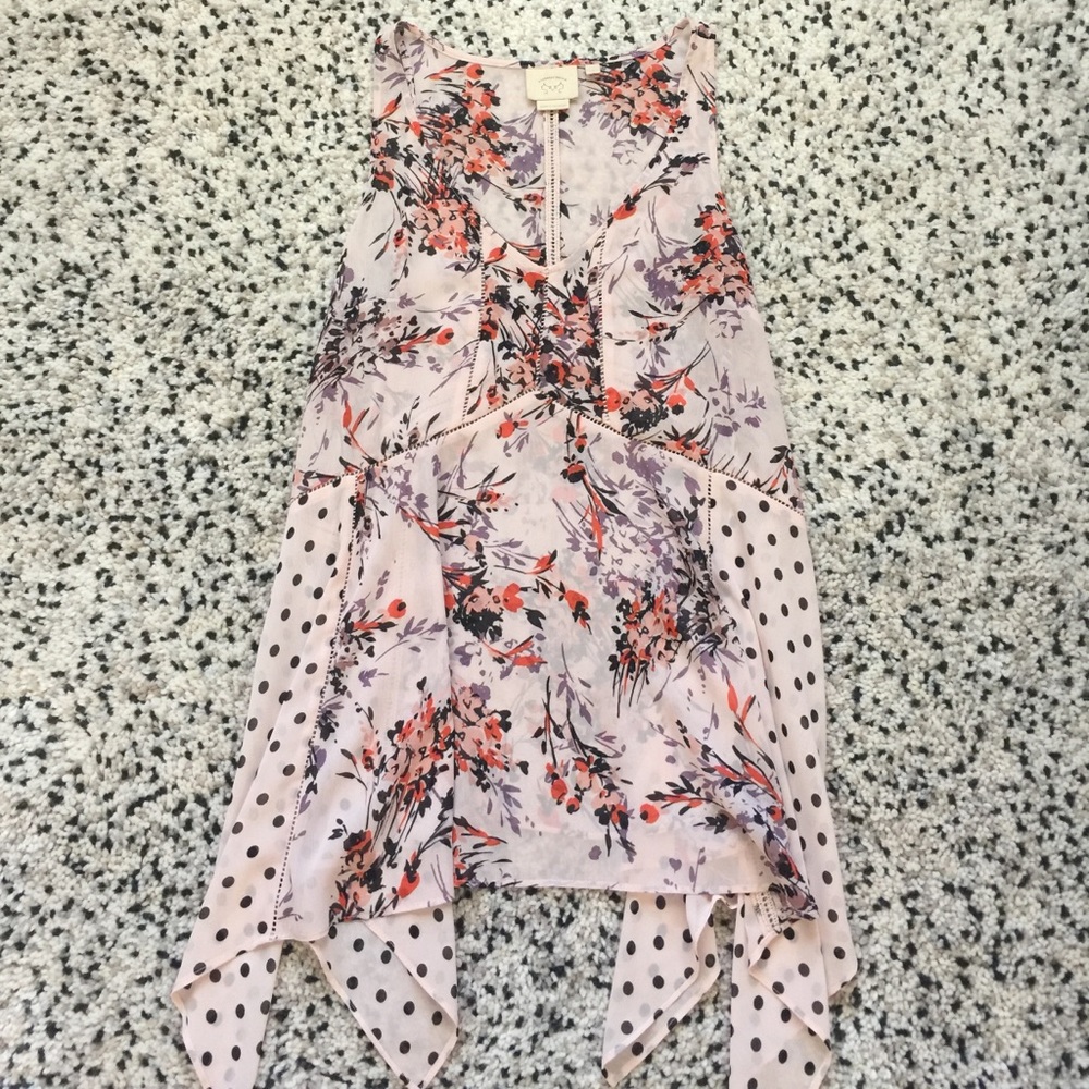 Anthropologie Boho Sleeveless flowy tunic top