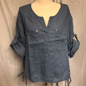 Chambray 100% Linen Top by Ellen Tracy