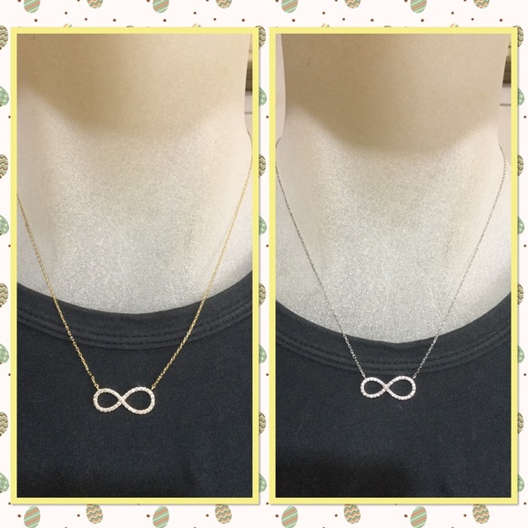 π925 sterling silver crystal infinity necklace - Picture 2 of 4