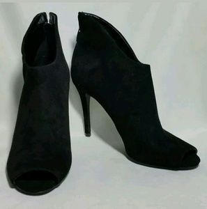 ENZO Angiolini Black Suede Peep Toe Booties Size 9