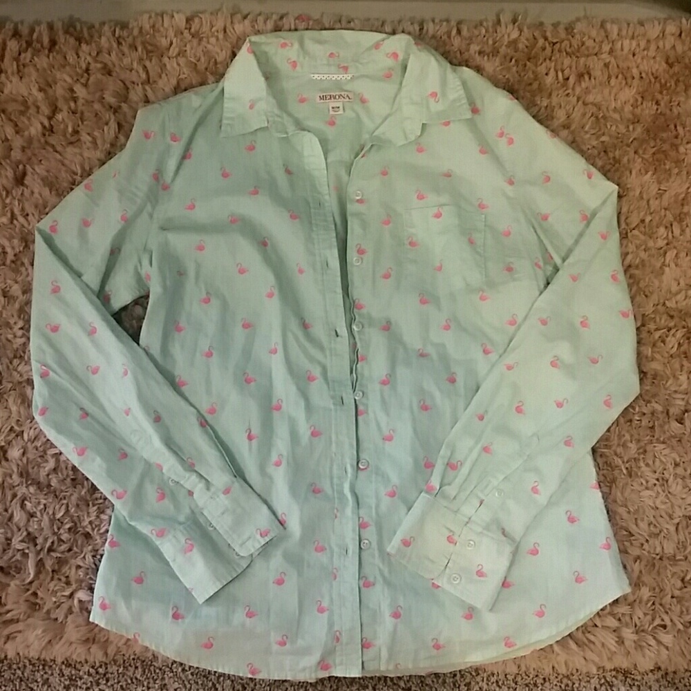 🌴ADORABLE FLAMINGO BUTTON DOWN SHIRT🌴