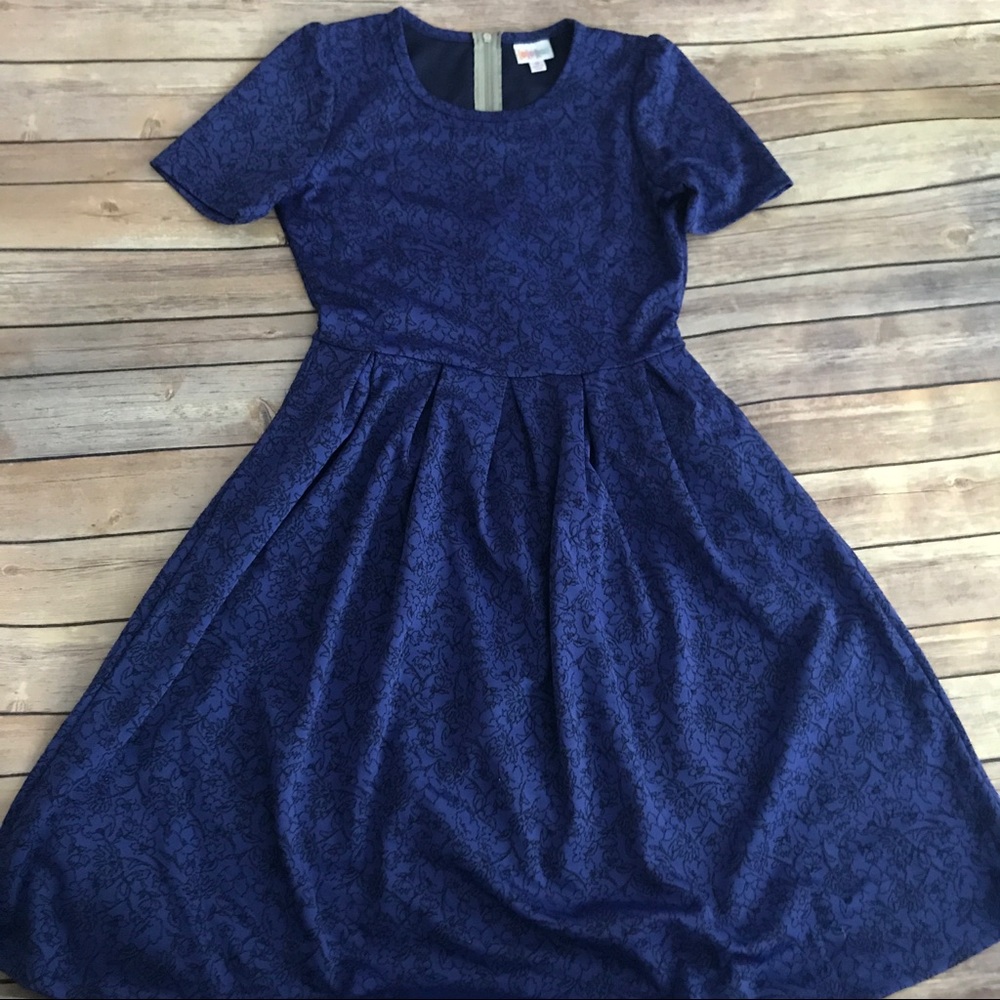 Lularoe Amelia purple with black detailing