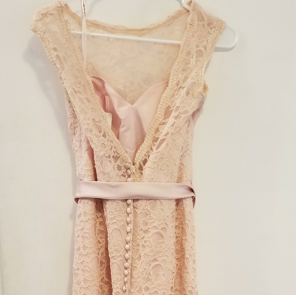 Pink lace bridesmaid dress