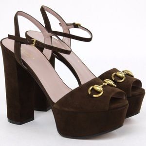 Gucci Claudie cocoa platform pumps size 39