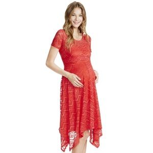 Jessica Simpson red, lace high low maternity dress