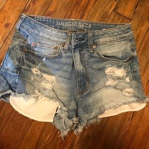 High waisted jean shorts