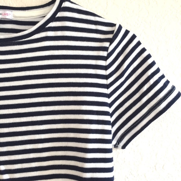 Isaac Mizrahi Live Tops - Navy Striped 100% Cotton T-Shirt