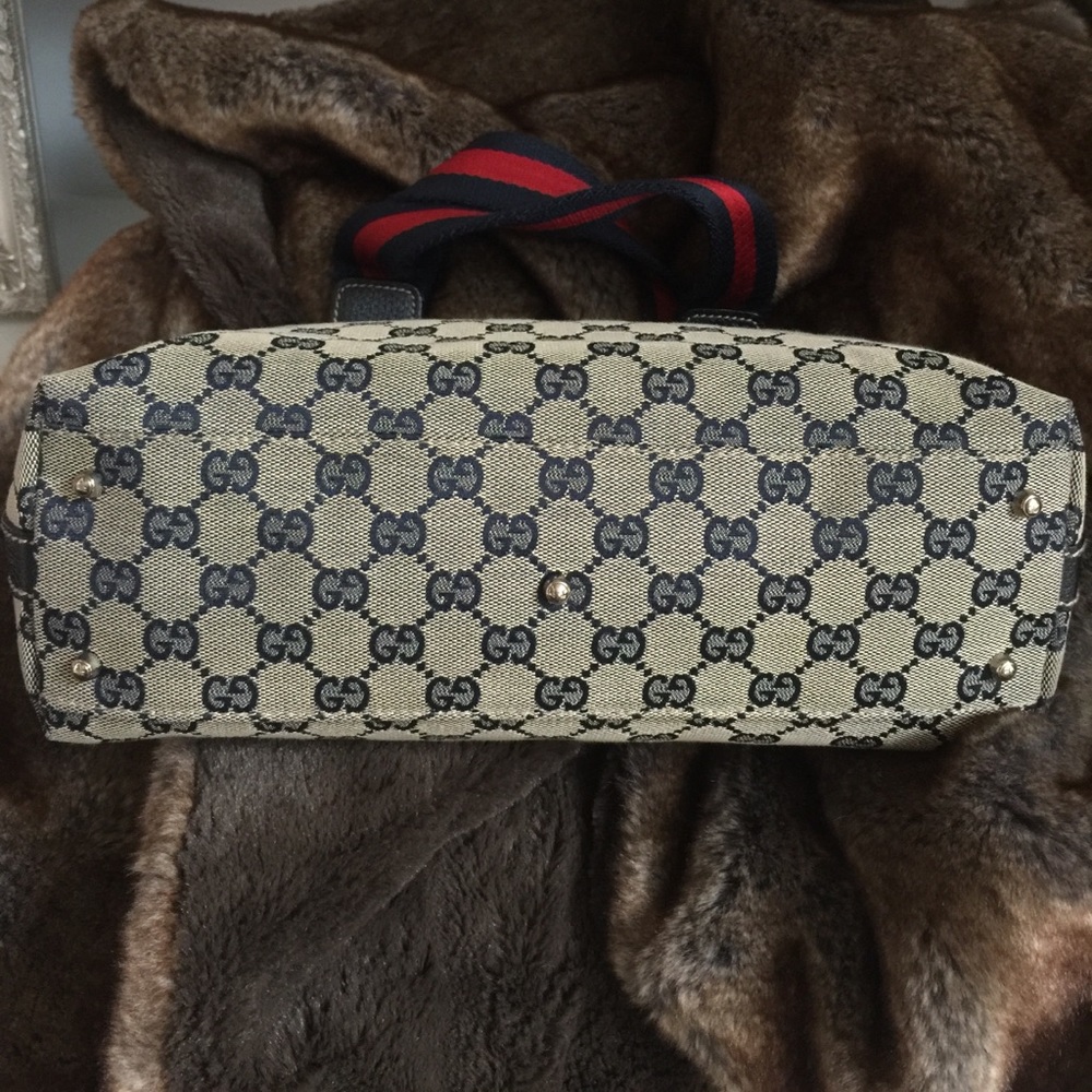 GUCCI Monogram Web Tote Navy AUTHENTIC!! - Picture 5 of 8