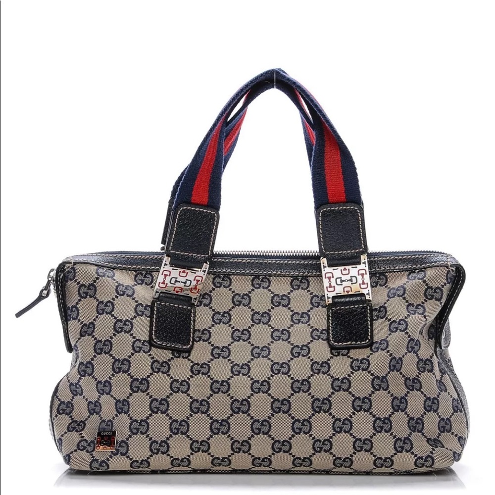 GUCCI Monogram Web Tote Navy AUTHENTIC!! - Picture 2 of 8