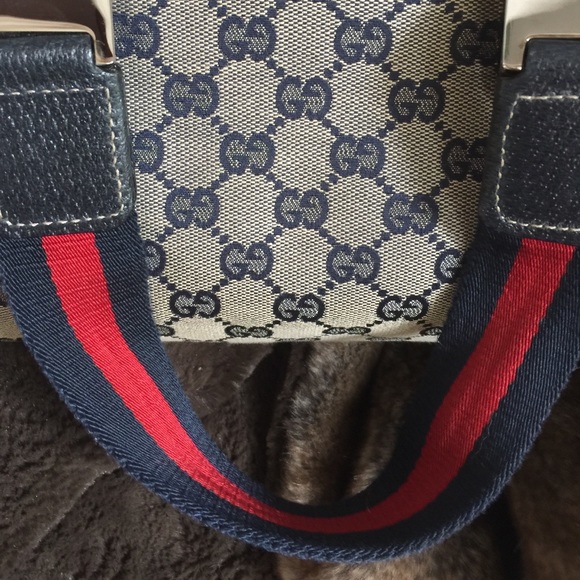 GUCCI Monogram Web Tote Navy AUTHENTIC!! - Picture 4 of 8