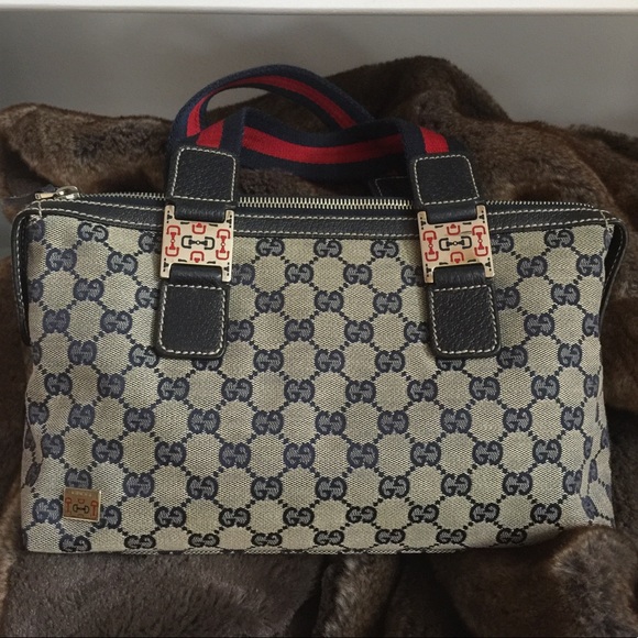 GUCCI Monogram Web Tote Navy AUTHENTIC!! - Picture 3 of 8
