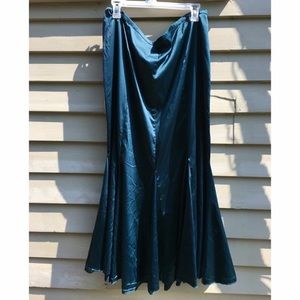 Teal Satin Fishtail Skirt